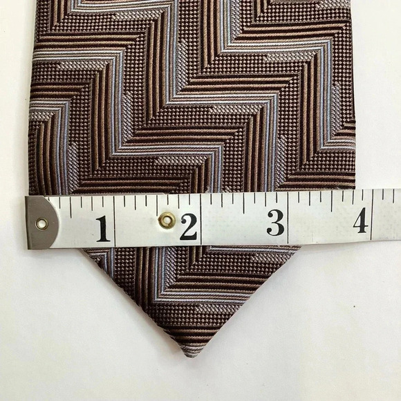 2/$30 VINTAGE Brown Woven Italian Silk Tie Eclectic Grandpa Style - Picture 7 of 11